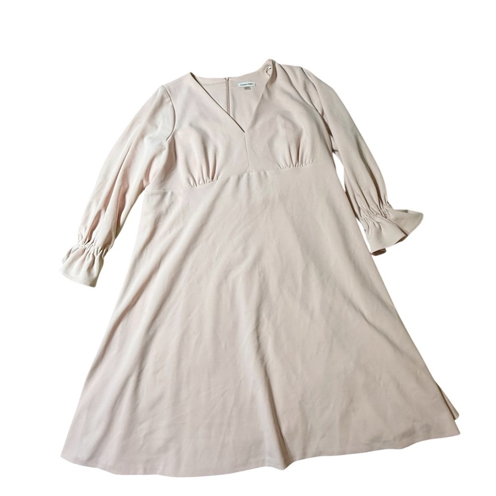 Calvin Klein Women’s Blush Pink Long Sleeve Ruffle Cuff Dress Size 16W